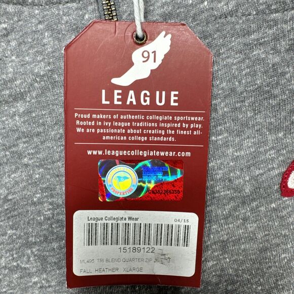 Triblend Sweats League 1/4 Zip Sweatshirt Mens XL Gray Cardinal Athleisure Sport - Picture 3 of 10
